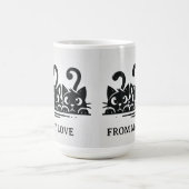 Three Cute Cartoon Cats with Large Eyes コーヒーマグカップ (中央)