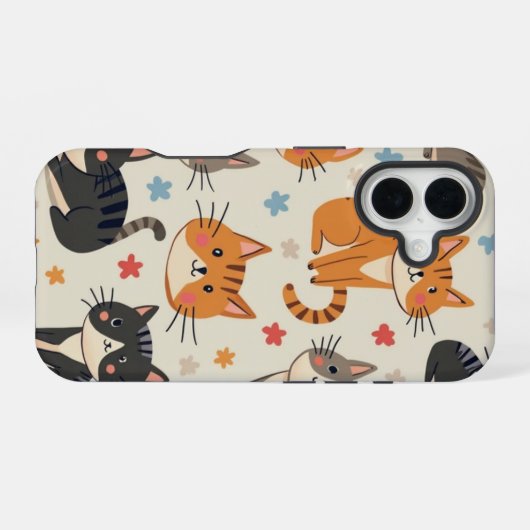 Three cute cat phone cases iPhone 16ケース (裏面横)