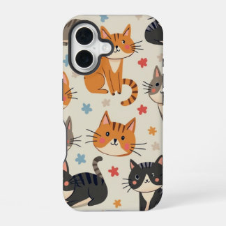 Three cute cat phone cases iPhone 16ケース
