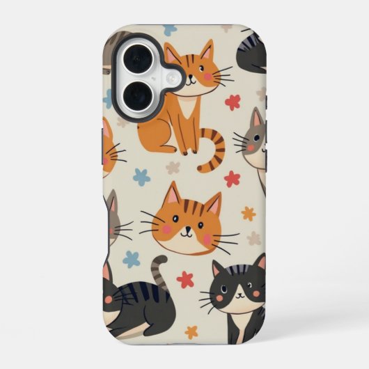 Three cute cat phone cases iPhone 16ケース (裏面)