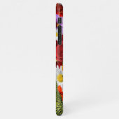 three cute green Budgies with cloroful flower iPhoneケース (左側)