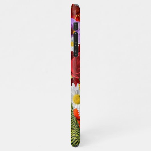 three cute green Budgies with cloroful flower iPhoneケース (左側)