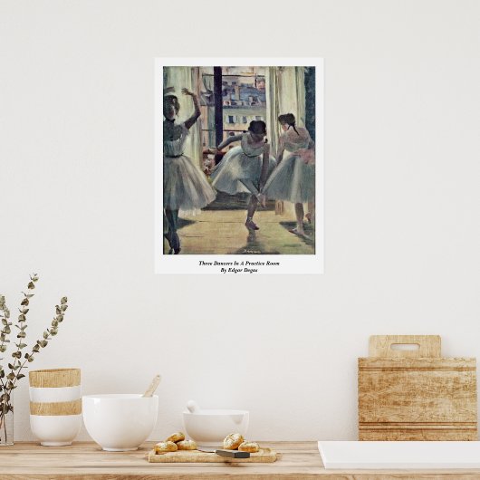 Three Dancers In A Practice Room By Edgar Degas ポスター (キッチン)