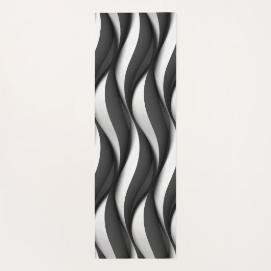 Three Dimensional Black and White Wave Pattern ヨガマット (裏面)