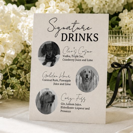 Three Dog Wedding Signature Drinks Bar Sign 台座サイン