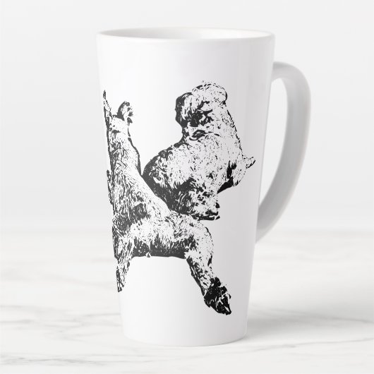 Three Dogs Mug – Lying Trio in Black Ink カフェラテマグ (右アングル)