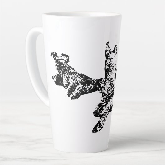Three Dogs Mug – Lying Trio in Black Ink カフェラテマグ (左アングル)