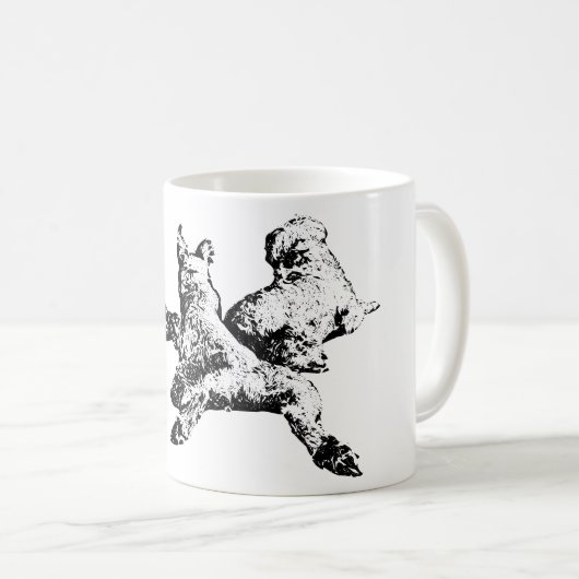 Three Dogs Mug – Lying Trio in Black Ink コーヒーマグカップ (正面右)