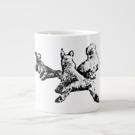 Three Dogs Mug – Lying Trio in Black Ink ジャンボコーヒーマグカップ