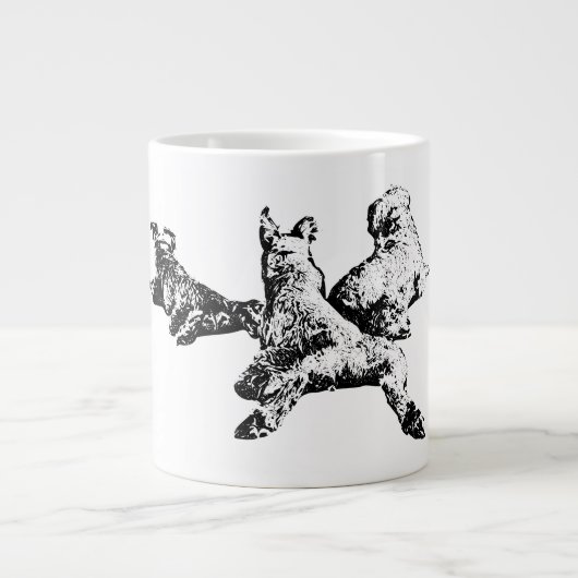 Three Dogs Mug – Lying Trio in Black Ink ジャンボコーヒーマグカップ (正面)