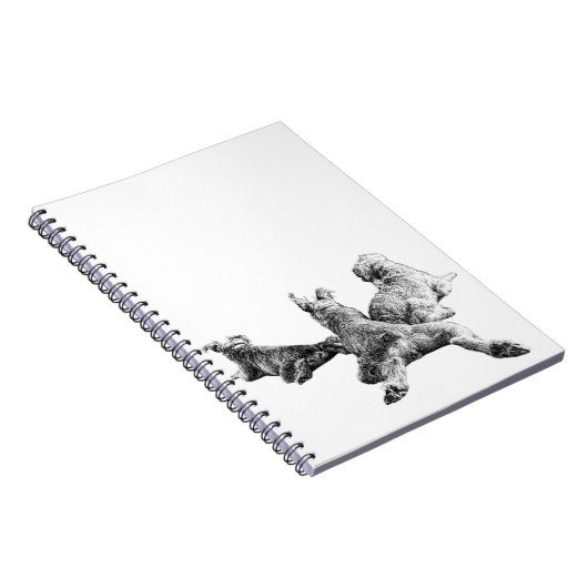 Three Dogs Notebook – Peaceful Back View Portrait ノートブック (右側)