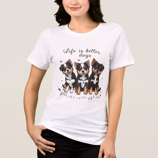 Three dogs on a t-shirt . トライブレンドＴシャツ (正面)