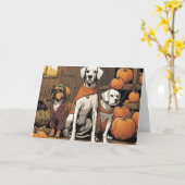 Three dogs on Halloween  カード (黄色い花)