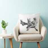 Three Dogs Pillow – Resting Trio in Ink Linework クッション (椅子)