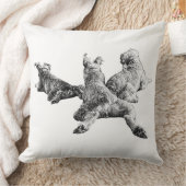 Three Dogs Pillow – Resting Trio in Ink Linework クッション (ブランケット)
