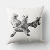 Three Dogs Pillow – Resting Trio in Ink Linework クッション (裏面)