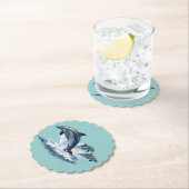 Three Dolphins Jumping, Ocean Life Hat Design ペーパーコースター (インサイチュ)