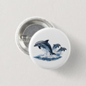 Three Dolphins Jumping, Ocean Life Hat Design 缶バッジ (正面&裏面)