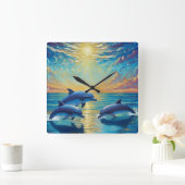 Three dolphins Wall Clock スクエア壁時計 (ホーム)