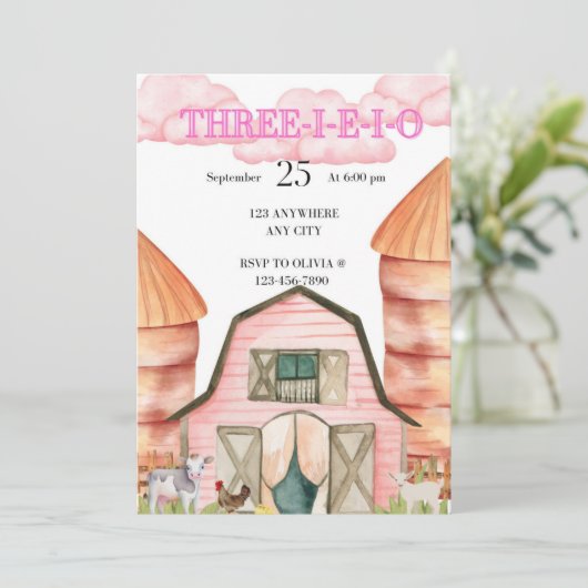 Three-e-i-e-i-o Birthday Invitation 招待状 (スタンド正面)