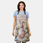 Three Easter Bunnies Quilted Look エプロン (着用した状態)