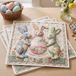Three Easter Bunny Quilted Look スタンダードカクテルナプキン