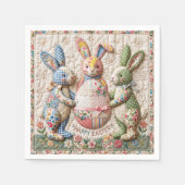 Three Easter Bunny Quilted Look スタンダードカクテルナプキン (正面)