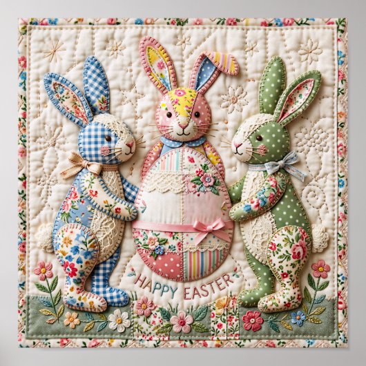 Three Easter Bunny Quilted Look ポスター (正面)