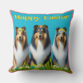 Three Easter Collies クッション (正面)