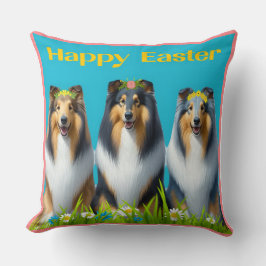 Three Easter Collies クッション