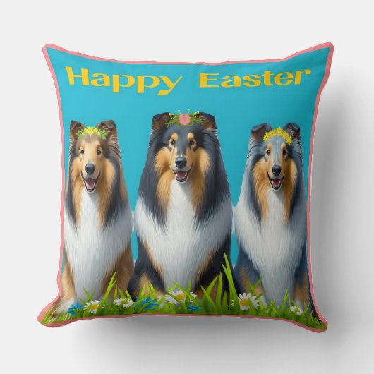Three Easter Collies クッション (正面)