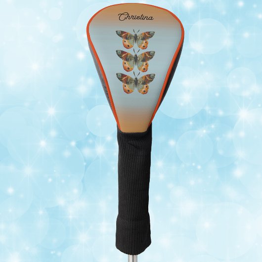 Three elegant Monarch Butterflies Blue Orange ゴルフヘッドカバー