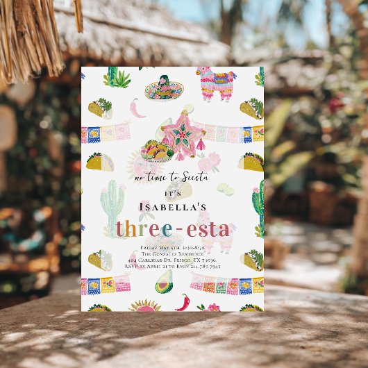 Three-esta Fiesta 3歳の誕生日 招待状