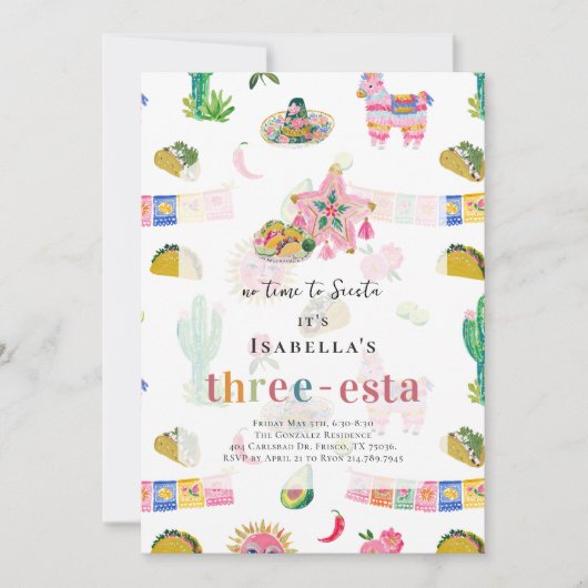 Three-esta Fiesta 3rd Birthday 招待状 (正面)