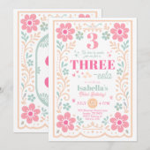 Three-esta Fiesta Birthday Party Invitation 招待状 (正面/裏面)