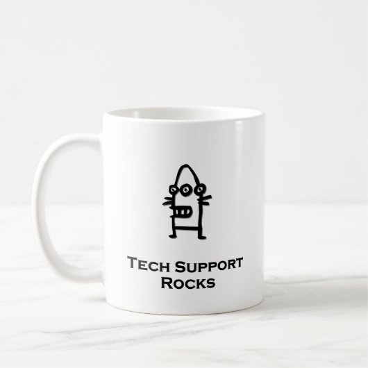 Three Eye Bot Tech Support Rocks コーヒーマグカップ (左)