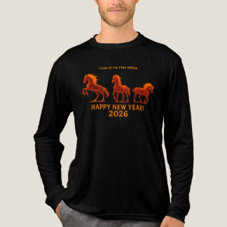 Three Fire Horses Fiery Stallion Zodiac Design トライブレンドＴシャツ