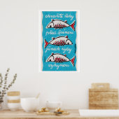Three Fishes - Matchbox Print - Czech Wall Art ポスター (キッチン)