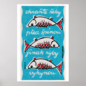 Three Fishes - Matchbox Print - Czech Wall Art ポスター (正面)