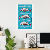 Three Fishes - Matchbox Print - Czech Wall Art ポスター (ホームオフィス)