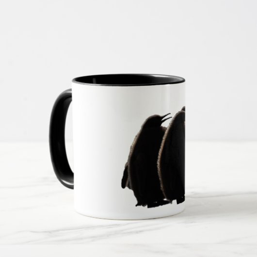 Three fluffy & cute Baby Penguins マグカップ (正面左)