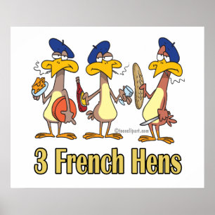 three french hens 3rd third day of christmas ポスター