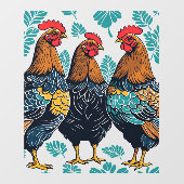 Three French Hens Cut-Out Stencil-Style ウィンドウサイン (シート)