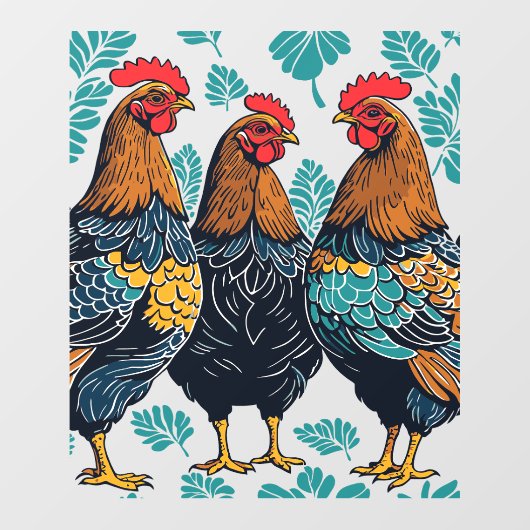 Three French Hens Cut-Out Stencil-Style ウィンドウサイン (シート)
