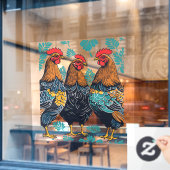 Three French Hens Cut-Out Stencil-Style ウィンドウサイン (カフェ窓)