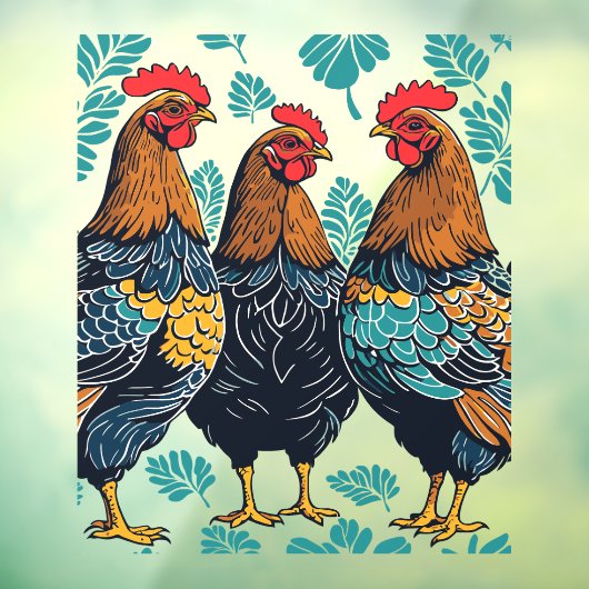 Three French Hens Cut-Out Stencil-Style ウィンドウサイン (シート3)