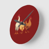 Three French Hens Cut-Out Stencil-Style ラウンド壁時計 (傾斜)
