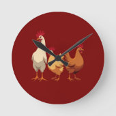 Three French Hens Cut-Out Stencil-Style ラウンド壁時計 (正面)
