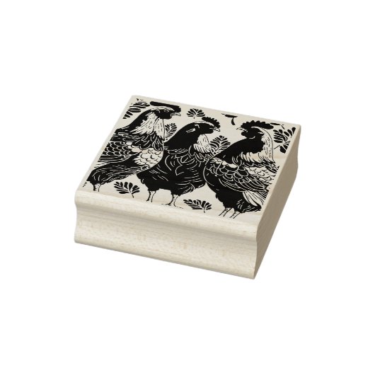 Three French Hens Cut-Out Stencil-Style ラバースタンプ (スタンプ)