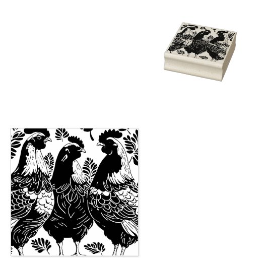 Three French Hens Cut-Out Stencil-Style ラバースタンプ (押印)